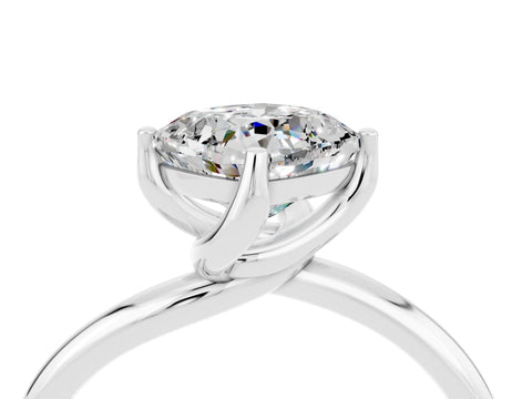 White gold Cushion Cut Moissanite Solitaire Engagement Ring with Four-Prong Setting and Classic Band_34
