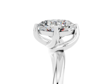White gold Cushion Cut Moissanite Solitaire Engagement Ring with Four-Prong Setting and Classic Band_39