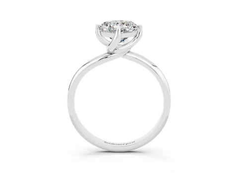 White gold Cushion Cut Moissanite Solitaire Engagement Ring with Four-Prong Setting and Classic Band_39