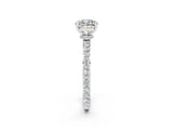 White gold Cushion Cut Moissanite Solitaire Engagement Ring with Pavé Band and Four-Prong Setting_2
