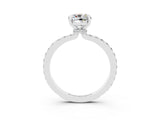 White gold Cushion Cut Moissanite Solitaire Engagement Ring with Pavé Band and Four-Prong Setting_3