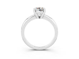 White gold Cushion Cut Moissanite Solitaire Engagement Ring with Round Band and Four-Prong Setting_3