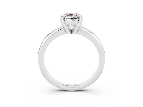 White gold Cushion Cut Moissanite Solitaire Engagement Ring with Round Band and Four-Prong Setting_3