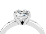 White gold Cushion Cut Moissanite Solitaire Engagement Ring with Round Band and Four-Prong Setting_4