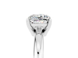 White gold Cushion Cut Moissanite Solitaire Engagement Ring with Round Band and Four-Prong Setting_5