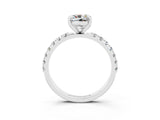 White gold Cushion Cut Moissanite Solitaire Pavé Band with Four-Prong Setting_3