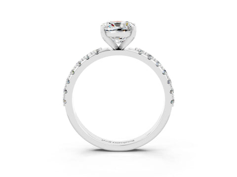 White gold Cushion Cut Moissanite Solitaire Pavé Band with Four-Prong Setting_3