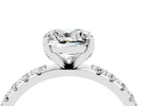 White gold Cushion Cut Moissanite Solitaire Pavé Band with Four-Prong Setting_4