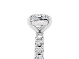 White gold Cushion Cut Moissanite Solitaire Pavé Band with Four-Prong Setting_5