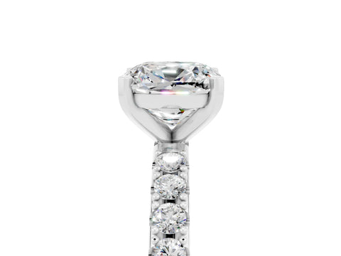 White gold Cushion Cut Moissanite Solitaire Pavé Band with Four-Prong Setting_5