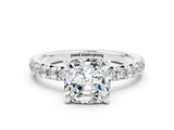 White gold Cushion Cut Moissanite Solitaire Pavé Engagement Ring with Four-Prong Setting_12