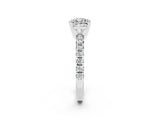 White gold Cushion Cut Moissanite Solitaire Pavé Engagement Ring with Four-Prong Setting_14