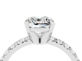 White gold Cushion Cut Moissanite Solitaire Pavé Engagement Ring with Four-Prong Setting_16