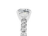 White gold Cushion Cut Moissanite Solitaire Pavé Engagement Ring with Four-Prong Setting_17