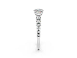 White gold Cushion Cut Moissanite Solitaire Ring with Cathedral Setting and Pavé Band_2