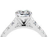 White gold Cushion Cut Moissanite Solitaire Ring with Cathedral Setting and Pavé Band_4
