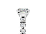 White gold Cushion Cut Moissanite Solitaire Ring with Cathedral Setting and Pavé Band_5