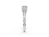 White gold Cushion Cut Moissanite Solitaire Ring with Filigree Band and Four-Prong Setting_26