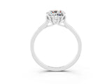 White gold Cushion Cut Moissanite Solitaire Ring with Flower Prong Setting and Classic Band_15