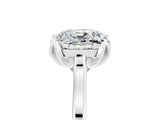 White gold Cushion Cut Moissanite Solitaire Ring with Flower Prong Setting and Classic Band_17