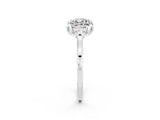 White gold Cushion Cut Moissanite Solitaire Ring with Flower Prong Setting and Classic Band_38
