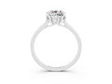 White gold Cushion Cut Moissanite Solitaire Ring with Flower Prong Setting and Classic Band_39