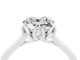 White gold Cushion Cut Moissanite Solitaire Ring with Flower Prong Setting and Classic Band_40