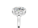 White gold Cushion Cut Moissanite Solitaire Ring with Flower Prong Setting and Classic Band_41