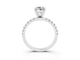 White gold Cushion Cut Moissanite Solitaire Ring with Pavé Accents and Four-Prong Setting_3