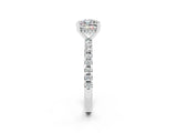 White gold Cushion Cut Moissanite Solitaire Ring with Pavé Band and Four-Prong Setting_26