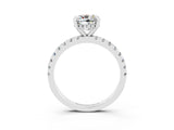 White gold Cushion Cut Moissanite Solitaire Ring with Pavé Band and Four-Prong Setting_27