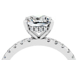 White gold Cushion Cut Moissanite Solitaire Ring with Pavé Band and Four-Prong Setting_28