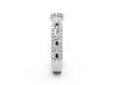 White gold Cushion Cut Moissanite Solitaire Ring with Pavé and Channel Set Band_2
