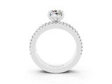 White gold Cushion Cut Moissanite Solitaire Ring with Pavé and Channel Set Band_3