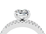 White gold Cushion Cut Moissanite Solitaire Ring with Pavé and Channel Set Band_4