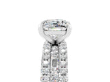 White gold Cushion Cut Moissanite Solitaire Ring with Pavé and Channel Set Band_5