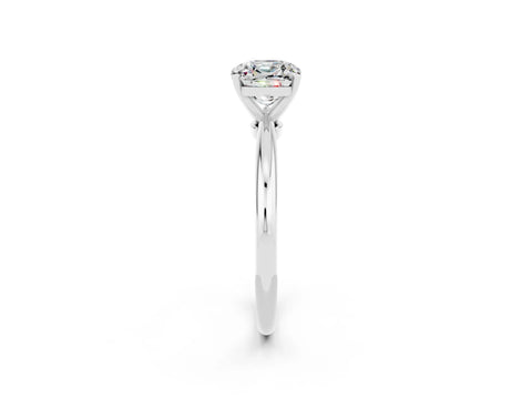 White gold Cushion Cut Moissanite Solitaire Ring with Six-Prong Setting and Classic Band_14