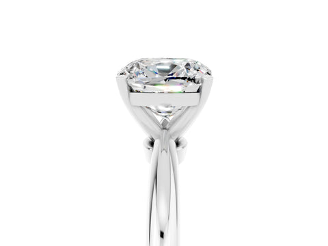 White gold Cushion Cut Moissanite Solitaire Ring with Six-Prong Setting and Classic Band_5