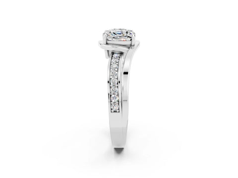 White gold Cushion Cut Moissanite Solitaire Ring with Split Shank and Prong Setting_2