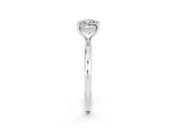 White gold Cushion Cut Moissanite Solitaire Ring with Thin Band and Four-Prong Setting_2