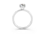 White gold Cushion Cut Moissanite Solitaire Ring with Thin Band and Four-Prong Setting_3