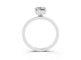 White gold Cushion Cut Moissanite Solitaire Ring with Thin Band and Prong Setting_15