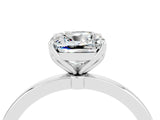 White gold Cushion Cut Moissanite Solitaire Ring with Thin Band and Prong Setting_16