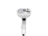 White gold Cushion Cut Moissanite Solitaire Ring with Thin Band and Prong Setting_17