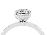 White gold Cushion Cut Moissanite Solitaire Ring with Thin Band and Prong Setting_40