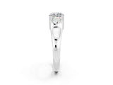 White gold Cushion Cut Moissanite Solitaire Ring with Wide Band and Prong Setting_2