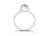 White gold Cushion Cut Moissanite Solitaire Ring with Wide Band and Prong Setting_3