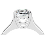 White gold Cushion Cut Moissanite Solitaire Ring with Wide Band and Prong Setting_4