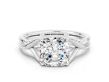 White gold Cushion Cut Moissanite Solitaire Twist Band Prong Setting Ring_54