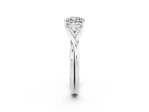 White gold Cushion Cut Moissanite Solitaire Twist Band Prong Setting Ring_56